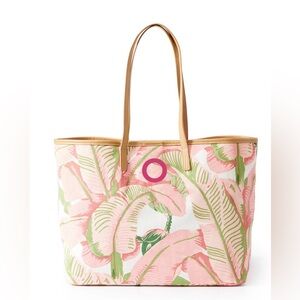 Mark & Graham Beach Bag initial O in hot pink